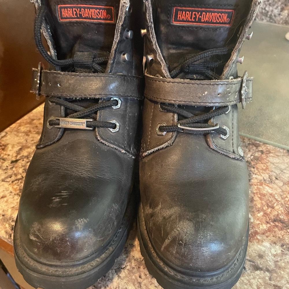 Harley-Davidson Black Leather Heeled Boots